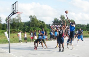  Action in the game between the two West Berbice teams, Hopetown Warriors and Ithaca Hardliners.  