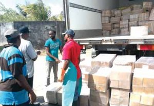 Seafood being packed for constant shipment at Global Seafood Distributors, Ruimveldt Industrial Site. 