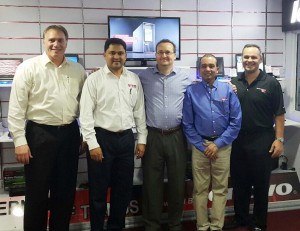  (From right) Michael Abplanalp, Lenovo Director; Rehman Majeed; Starr Computer General Manager; Garrett Dugger Lenovo’s Regional Ambassador; Michael Mohan, President of Starr Computers Inc. and Lenovo’s Territory Executive For Central America and Caribbean, Domingo Alonso, at the Lenovo Experience Centre at Starr Computer Inc., Brickdam. 