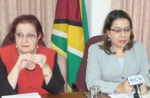 From left: Presidential Adviser on Governance, Gail Teixeira and Foreign Affairs Minister, Carolyn Rodrigues-Birkett