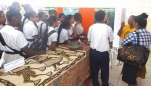 Students of North Georgetown Secondary gets a tour and short lecture on the exhibits