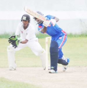 Cushal Gangi drives elegantly for one of his 10 boundaries at Everest during his entertaining 60 for the USA unit.