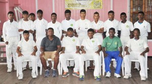 Champions East Coast! Skipper Baskar Yadram is third from left sitting while leading run scorer Ramnarine Chatura is to his right. Coach Latchman Yadram is sitting 2nd from right. 