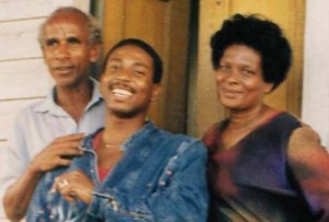 In happier times! Compton Julian (left), Canada based Guyanese singer Aubrey Mann and the late Sheila Grenado of Woodside Choir fame.