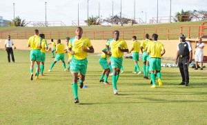 The Golden Jaguars during a recent training session at the national stadium. 