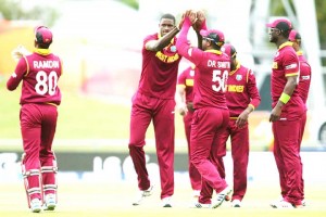 Jason Holder celebrates a wicket, United Arab Emirates v West Indies, World Cup 2015, Group B, Napier, March 15, 2015 ©ICC