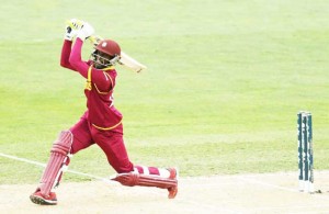 Jonathan Carter hits down the ground, United Arab Emirates v West Indies, World Cup 2015, Group B, Napier, March 15, 2015 ©ICC
