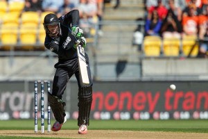 Martin Guptill thrashes one through off side, New Zealand v West Indies, World Cup 2015, 4th quarter-final, Wellington, March 21, 2015 ©Getty Images