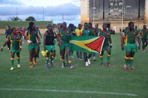 (Flashback) NACRA champs Guyana display the Golden Arrowhead shortly after clinching another title. 