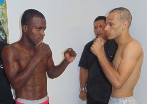 Quincy Gomes (left) will be in action against Frenchman, Martinez Arnold in the lone Pro bout scheduled.