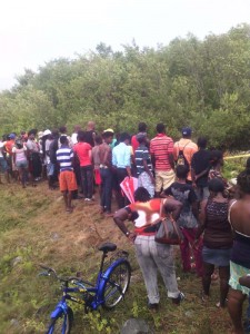 A section of the crowd at the scene.