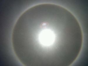 The sun halo photographed in Lethem yesterday.