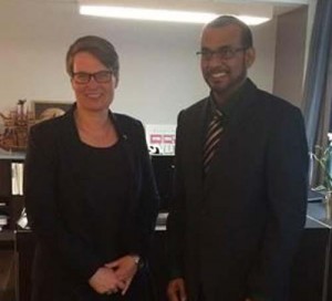 Minister of Natural Resources and the Environment, Robert Persaud and Norwegian Minister of Climate and the Environment, Tine Sundtoft meet in Oslo to advance discussions on Climate and Forests.