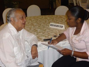 Sir Shridath Ramphal during his interview with Kaieteur News 