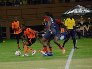 Action in the K&S final at the National Stadium between Slingerz and Alpha. (Slingerz FC)