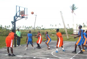  Action in the game between Smythfield Rockers and New Amsterdam Warriors. 