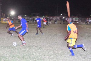 Part of the action on Tuesday night in the Busta Soft Shoe Football Competition. 
