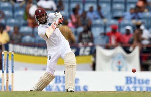 Marlon Samuels cut loose late in the day to finish unbeaten on 94 © AFP