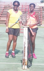 Nicola Ramdyhan (right) put on a show of her best tennis to outgun her mother and coach Shelly Daly-Ramdyhan.