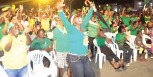 Enthusiastic supporters at the APNU+AFC women’s rally 