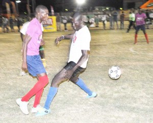 Action in one of the matches in the inaugural Busta Soft Shoe Football Competition at the GFC ground.