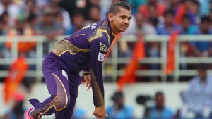 Sunil Narine conceded 38 runs from four overs, Sunrisers Hyderabad v Kolkata Knight Riders, IPL 2015, Vizag, April 22, 2015 © BCCI