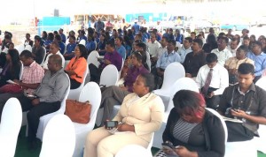 A section of the gathering at the groundbreaking ceremony yesterday.