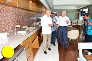 President Donald Ramotar and other senior Government officials tour the Marriott Hotel.