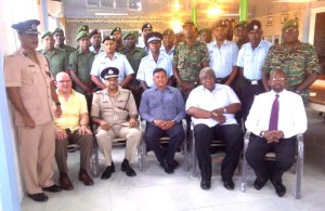 Participants of the Heavy Duty Equipment Training programme pose with BK International officials, Commissioner of Police Seelall Persaud and others yesterday.