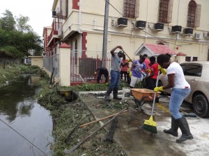 Staffers playing their part in the clean up initiative