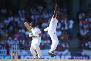  Jerome Taylor won an lbw decision against Ian Bell, West Indies v England, 3rd Test, Bridgetown, 2nd day, May 2, 2015. (Getty Images)