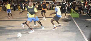 Part of the action in the Linden leg of the Guinness Greatest of the Street football competition. 