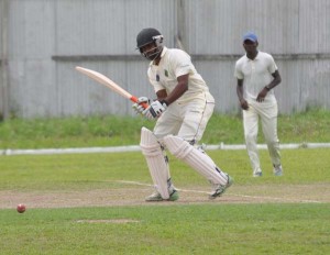 Rajendra Chandrika gathers leg-side runs during his 48-run opening stand with Trevon Griffith.  