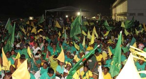 A section of the large crowd of APNU+AFC supporters.