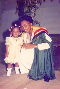 Beside her daughter when she graduated from the University of Guyana