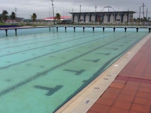 The Pool at the National Aquatic Centre yesterday with a low water level.