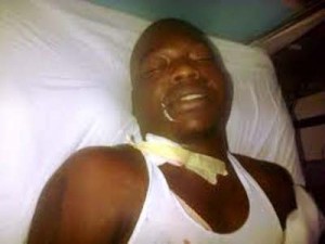 Suspected bandit: Dexter Lindo in his hospital bed last year