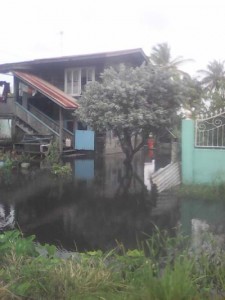 A flooded Queenstown yard in Essequibo.