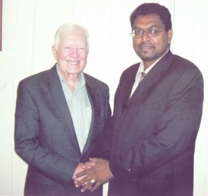 Flashback: A photo taken during Jimmy Carter’s previous trip to Guyana while Ramjattan (right) was head of the Guyana Bar Association 