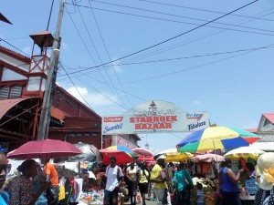 The usually busy Stabroek Bazaar yesterday.