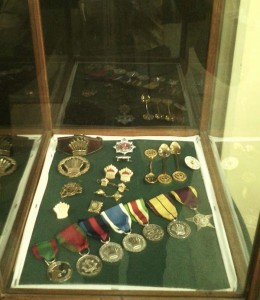 Service medals, part of the GDF exhibition, from left: the 25th and 40th Anniversary Medals, the Border Defence Medal, Military Efficiency Medal, the Independence Star and the Military Service Star (MSN)