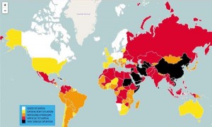 The World Press Freedom Index ranks 180 countries by 5 different categories, ranging from a good situation to a very serious situation.