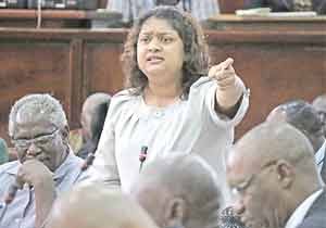 Former Education Minister, Priya Manickchand when she was being reprimanded in the Tenth Parliament for her behaviour