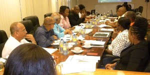 Managers and Directors within the Ministry of Public Infrastructure during a meeting Friday hosted by Minister David Patterson and Annette Ferguson, Minister within the Ministry.