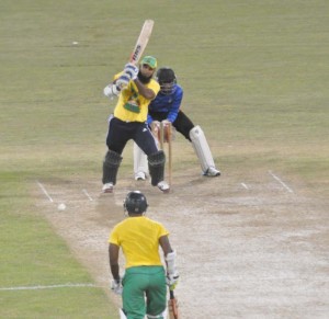 Assad Fudadin during his unbeaten 37 from 21 balls last night.