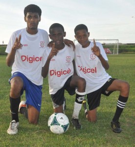 North Georgetown goal scorers from left Nehemiah Gomes, Reuben Miller and Christopher Waddell.