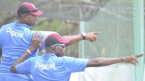Phil Simmons and Curtly Ambrose plot West Indies’ rise, Barbados, May 29, 2015 ©WICB Media Photo/Philip Spooner