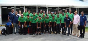 St. Vincent & the Grenadines ‘Vincy Heat’ after deplaning at the Ogle International Airport yesterday afternoon.