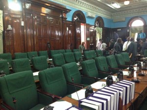 The Opposition’s seats were empty yesterday.