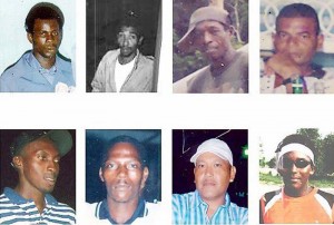 The eight miners killed at Lindo Creek. 